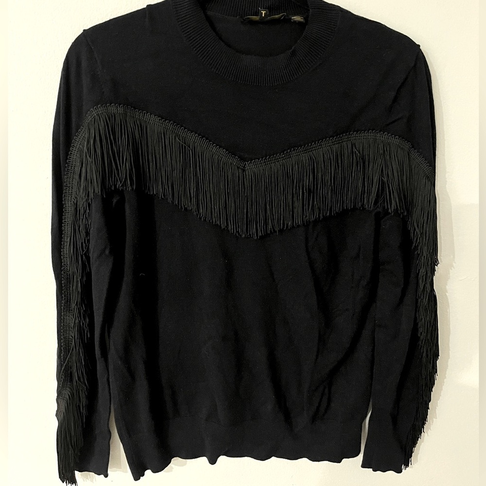 Ted Baker Black Fringe Sweater Top